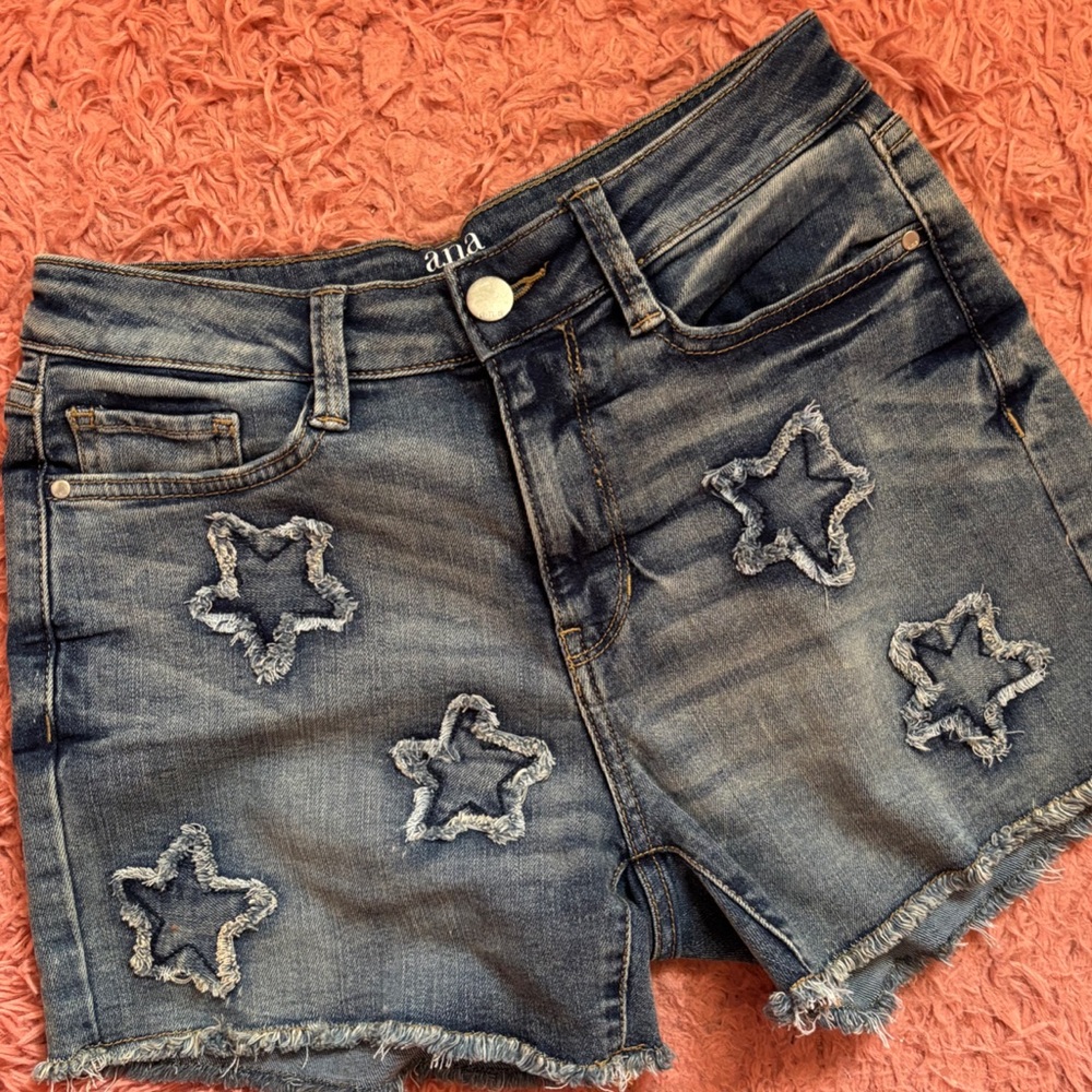 Blue Denim Star Patch Shorts